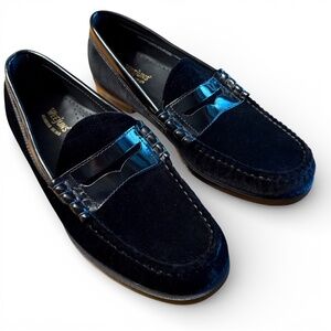 Bass Weejuns Velvet Patent Leather Penny Loafers Black Men’s 9 D